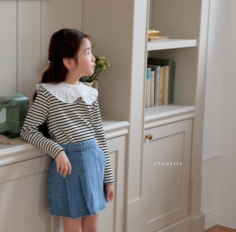 Chouette - Korean Children Fashion - #fashionkids - Mini Ruffle Collar Tee
