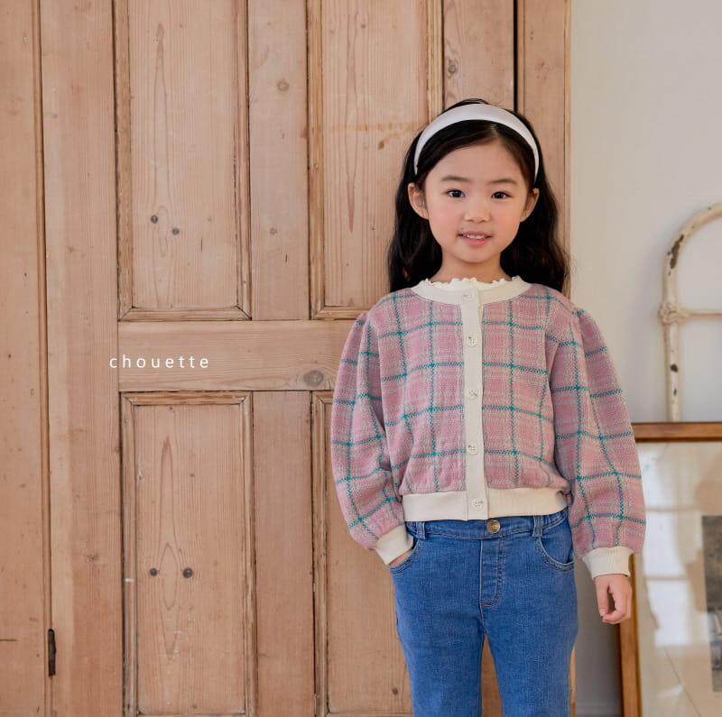 Chouette - Korean Children Fashion - #kidzfashiontrend - Check Knit Cardigan