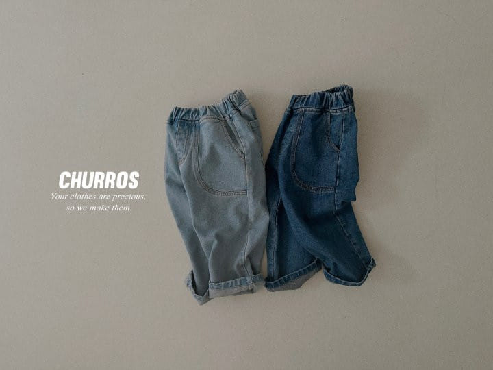 Churros - Korean Children Fashion - #kidsshorts - Circle Pocket Denim Pants - 6