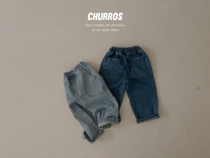 Churros - Korean Children Fashion - #kidsstore - Circle Pocket Denim Pants - 7