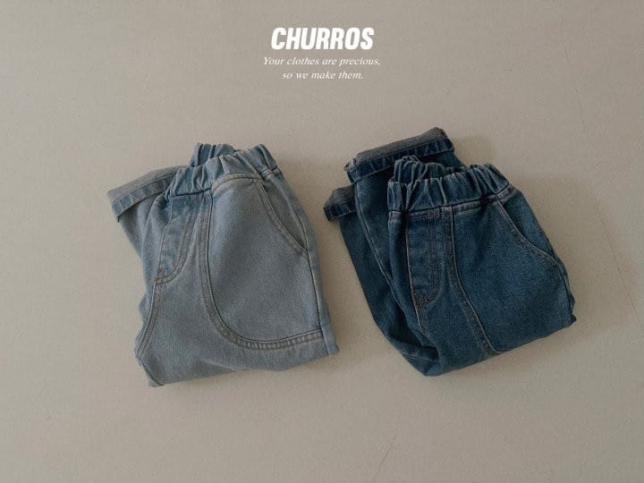 Churros - Korean Children Fashion - #kidzfashiontrend - Circle Pocket Denim Pants - 8