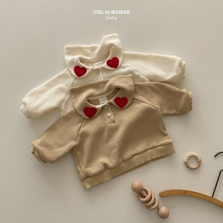 Ciel De Maman - Korean Baby Fashion - #babyboutiqueclothing - Heart Collar Sweatshirt