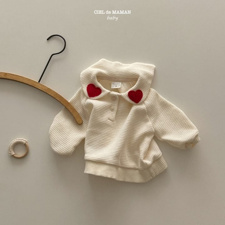 Ciel De Maman - Korean Baby Fashion - #babyclothing - Heart Collar Sweatshirt - 2
