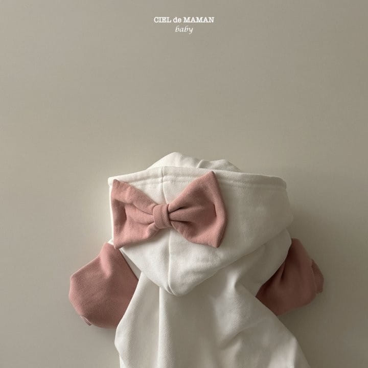 Ciel De Maman - Korean Baby Fashion - #babygirlfashion - Ribbon Hoody Body Suit - 2