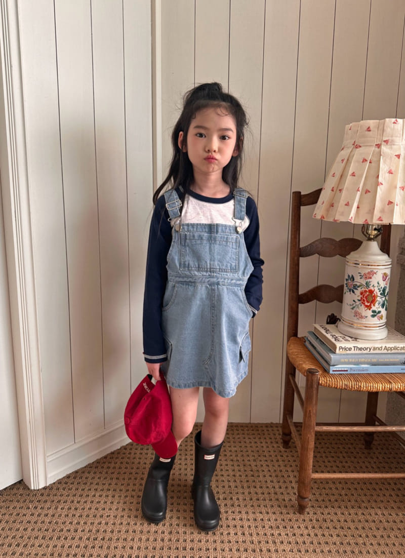 Comma - Korean Children Fashion - #designkidswear - Denim Dungarees One-Piece - 2