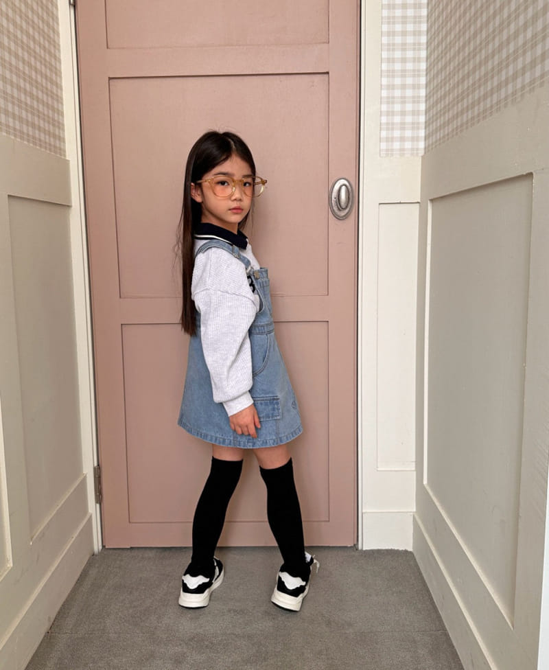 Comma - Korean Children Fashion - #discoveringself - Denim Dungarees One-Piece - 3