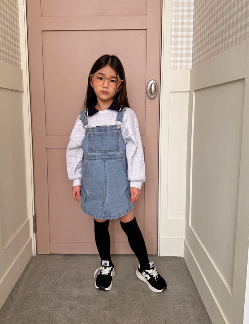 Comma - Korean Children Fashion - #kidsshorts - Denim Dungarees One-Piece - 5