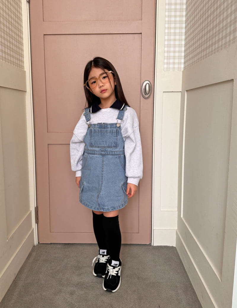 Comma - Korean Children Fashion - #kidsstore - Denim Dungarees One-Piece - 6