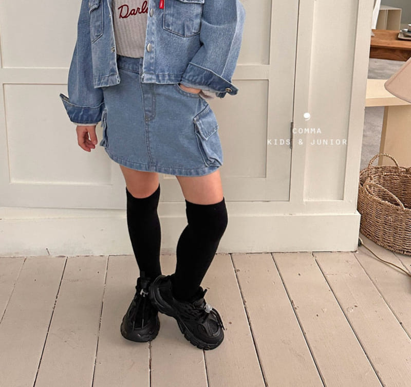 Comma - Korean Children Fashion - #kidzfashiontrend - Cargo Denim Skirt