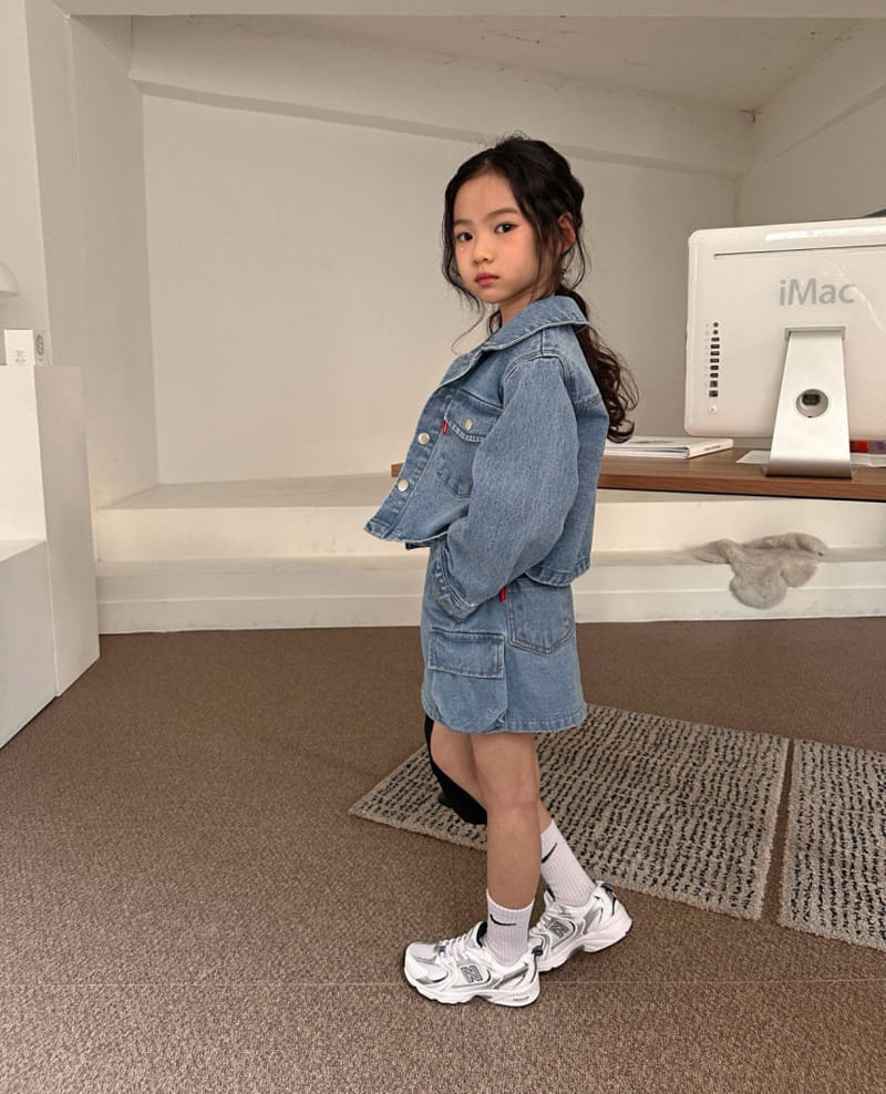 Comma - Korean Children Fashion - #littlefashionista - Cargo Denim Skirt - 3