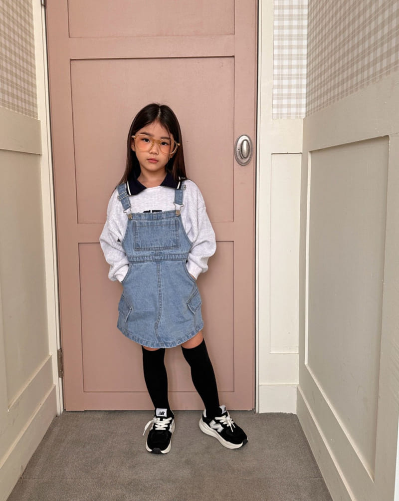 Comma - Korean Children Fashion - #littlefashionista - Denim Dungarees One-Piece - 9