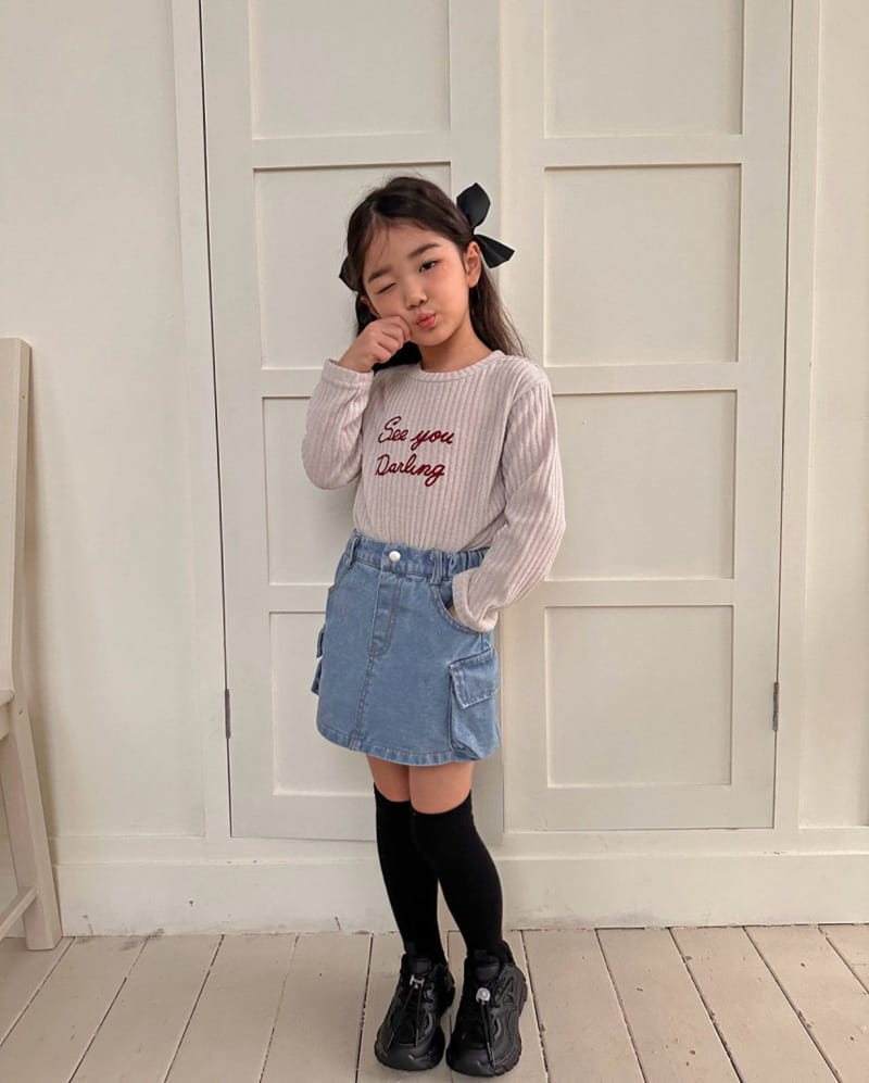 Comma - Korean Children Fashion - #todddlerfashion - Cargo Denim Skirt - 7