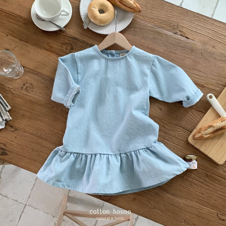 Cotton House - Korean Children Fashion - #kidsshorts - Denim Frill One-Piece