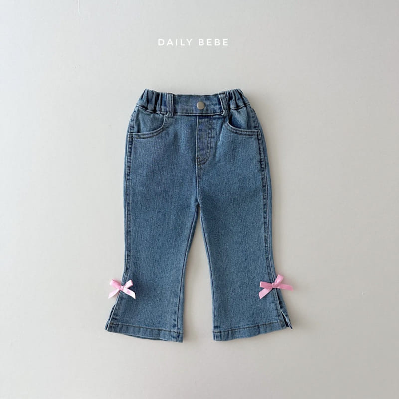 Daily Bebe - Korean Children Fashion - #designkidswear - Ribbon Boots Cut Denim  - 2