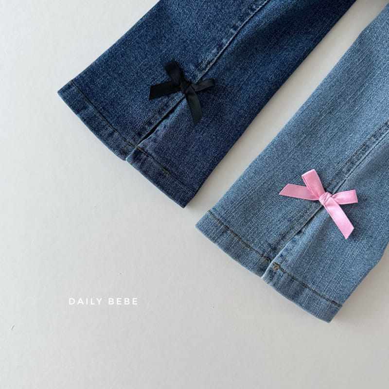 Daily Bebe - Korean Children Fashion - #discoveringself - Ribbon Boots Cut Denim  - 4