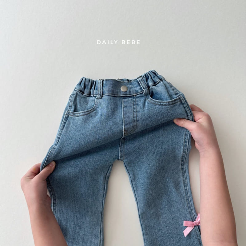 Daily Bebe - Korean Children Fashion - #kidsshorts - Ribbon Boots Cut Denim  - 5