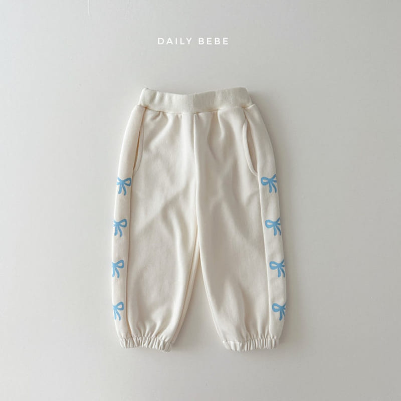 Daily Bebe - Korean Children Fashion - #kidsshorts - Ribbon Jogger Pants - 2