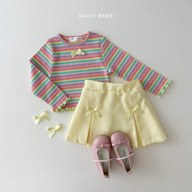Daily Bebe - Korean Children Fashion - #kidzfashiontrend - Ribbon Slit Skirt - 9
