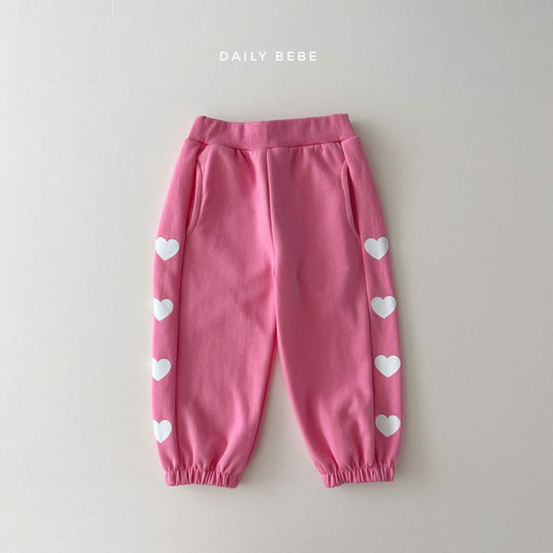 Daily Bebe - Korean Children Fashion - #minifashionista - Heart Jogger Pants - 2