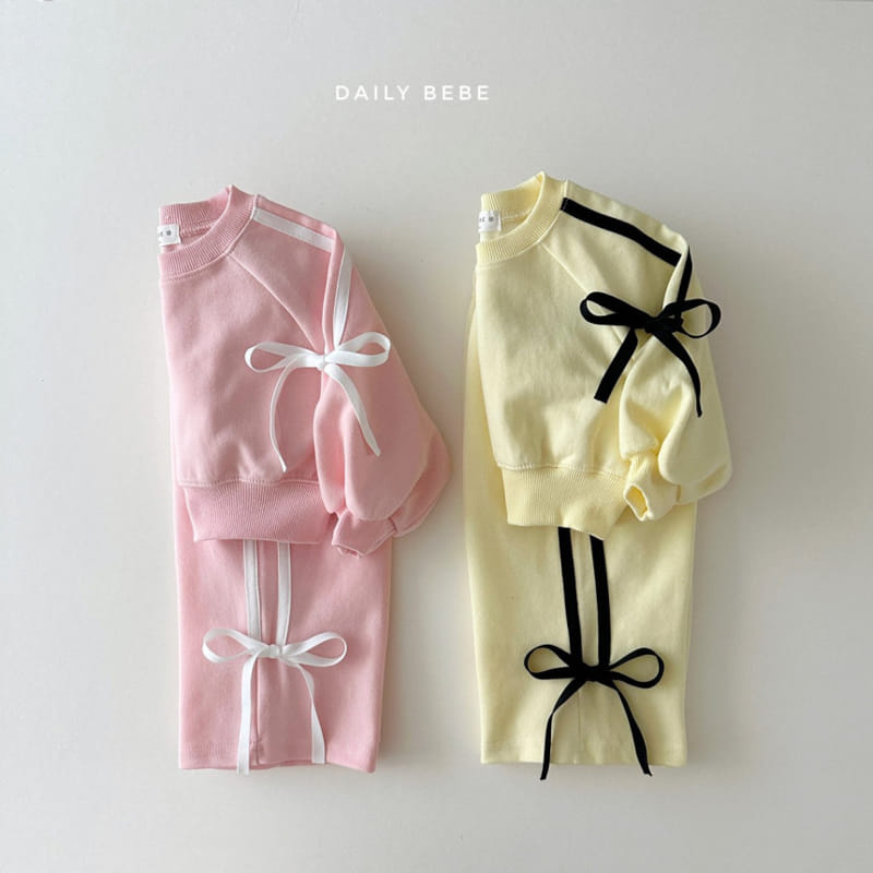 Daily Bebe - Korean Children Fashion - #stylishchildhood - Ribbon Tape Top Bottom Set