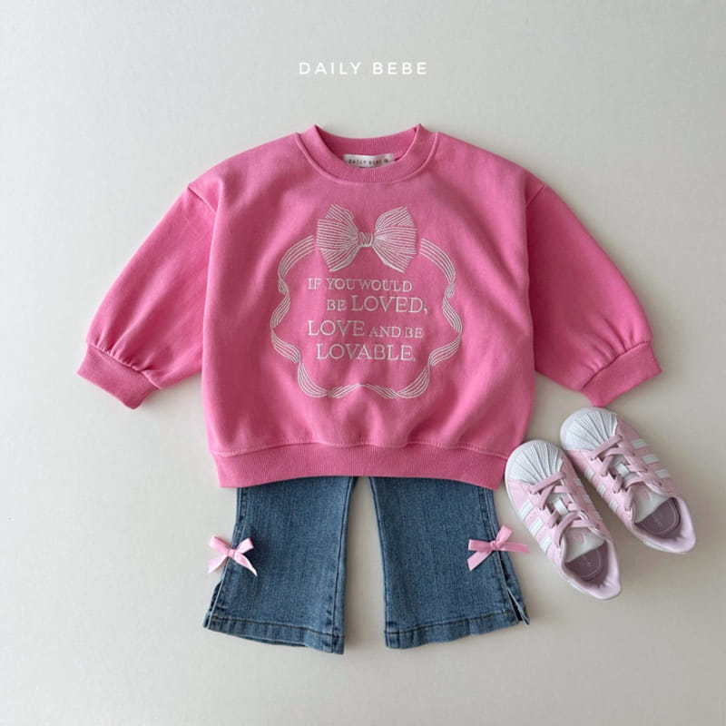 Daily Bebe - Korean Children Fashion - #stylishchildhood - Ribbon Embroidery Sweatshirt - 2