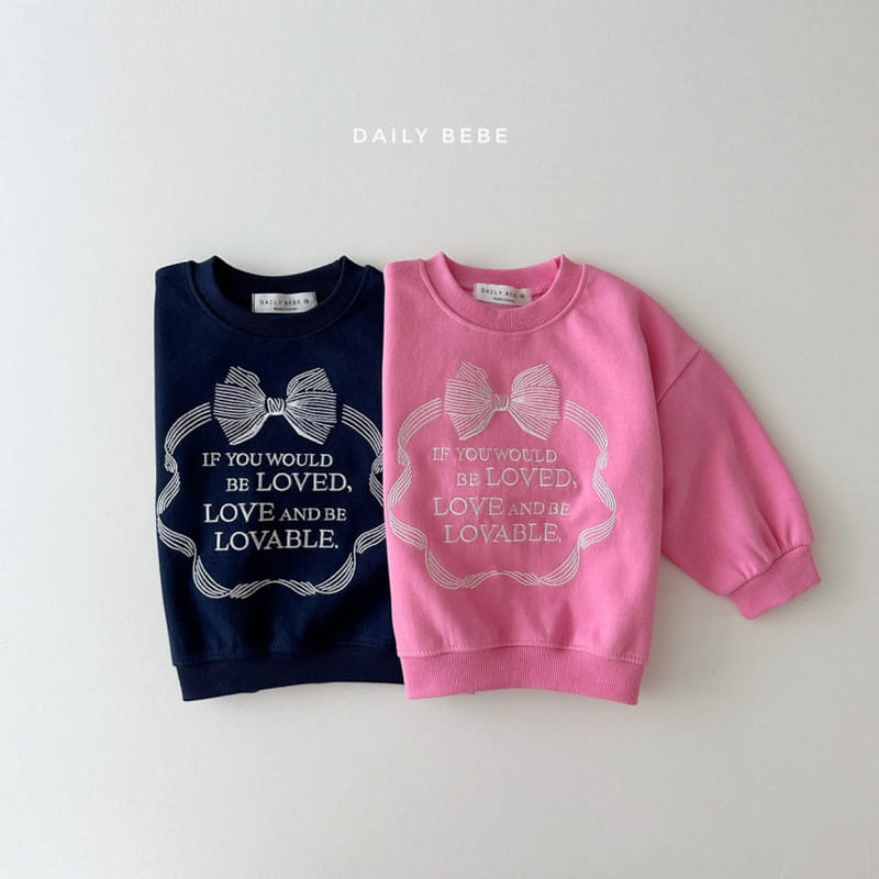 Daily Bebe - Korean Children Fashion - #toddlerclothing - Ribbon Embroidery Sweatshirt