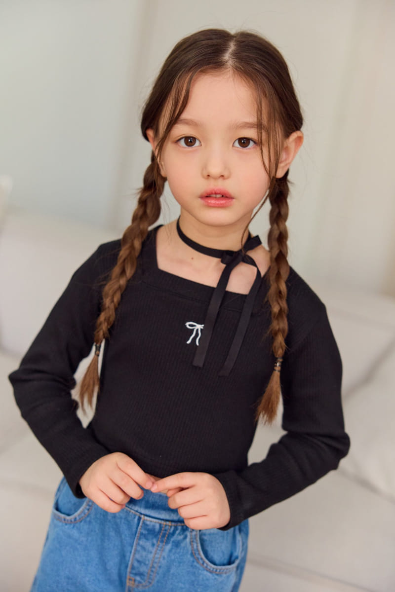 Dore Dore - Korean Children Fashion - #stylishchildhood - Ribbon Square Crop Tee - 4