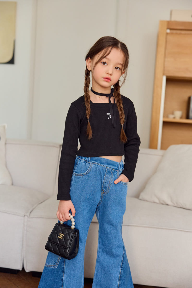 Dore Dore - Korean Children Fashion - #childrensboutique - Ribbon Square Crop Tee - 5