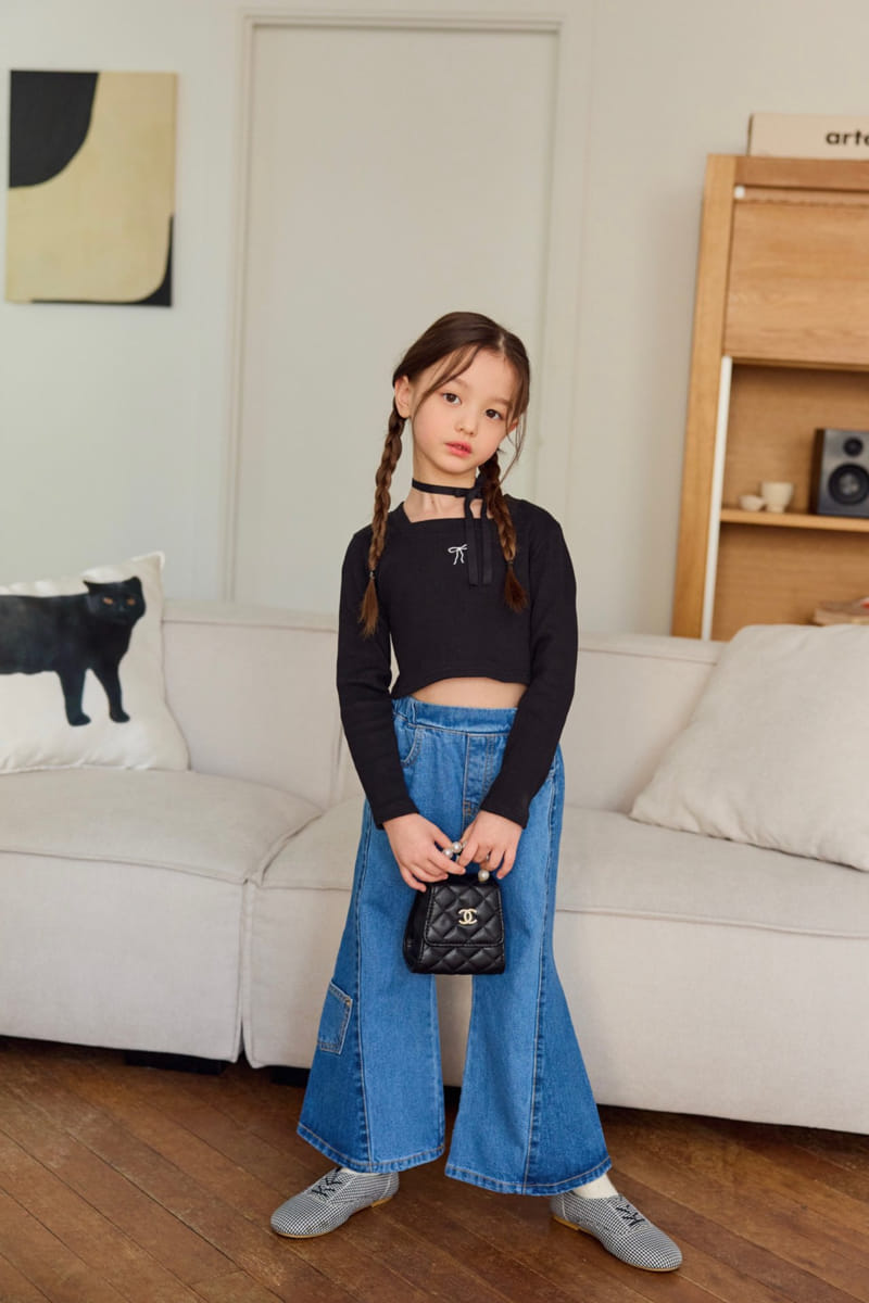 Dore Dore - Korean Children Fashion - #designkidswear - Ribbon Square Crop Tee - 6