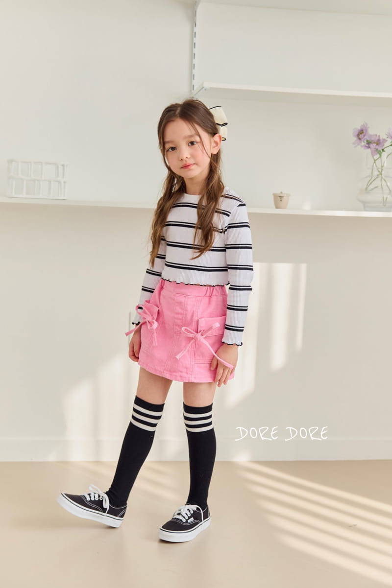 Dore Dore - Korean Children Fashion - #discoveringself - Cargo Ribbon Skirt Pants - 4