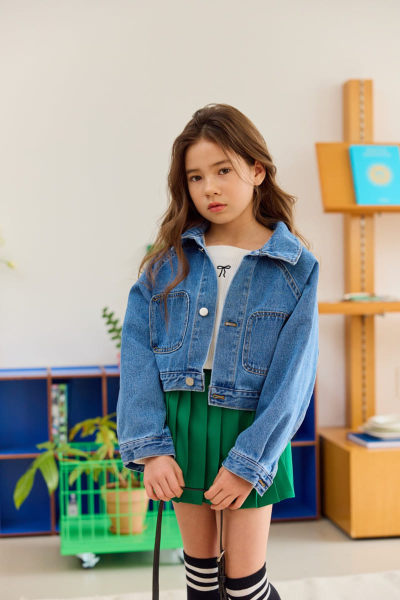 Dore Dore - Korean Children Fashion - #fashionkids - Raglan Denim Crop Jacket - 2