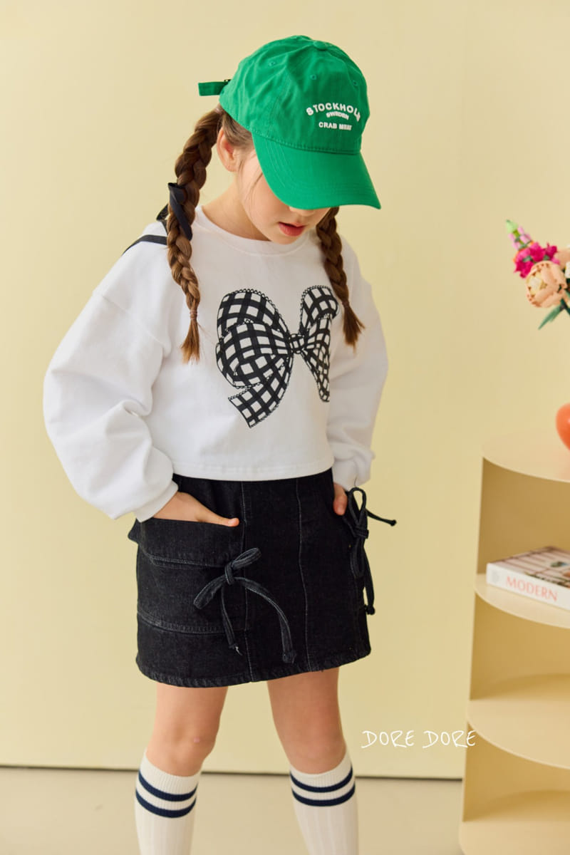Dore Dore - Korean Children Fashion - #kidsstore - Cherry Ribbon Crop Tee - 2