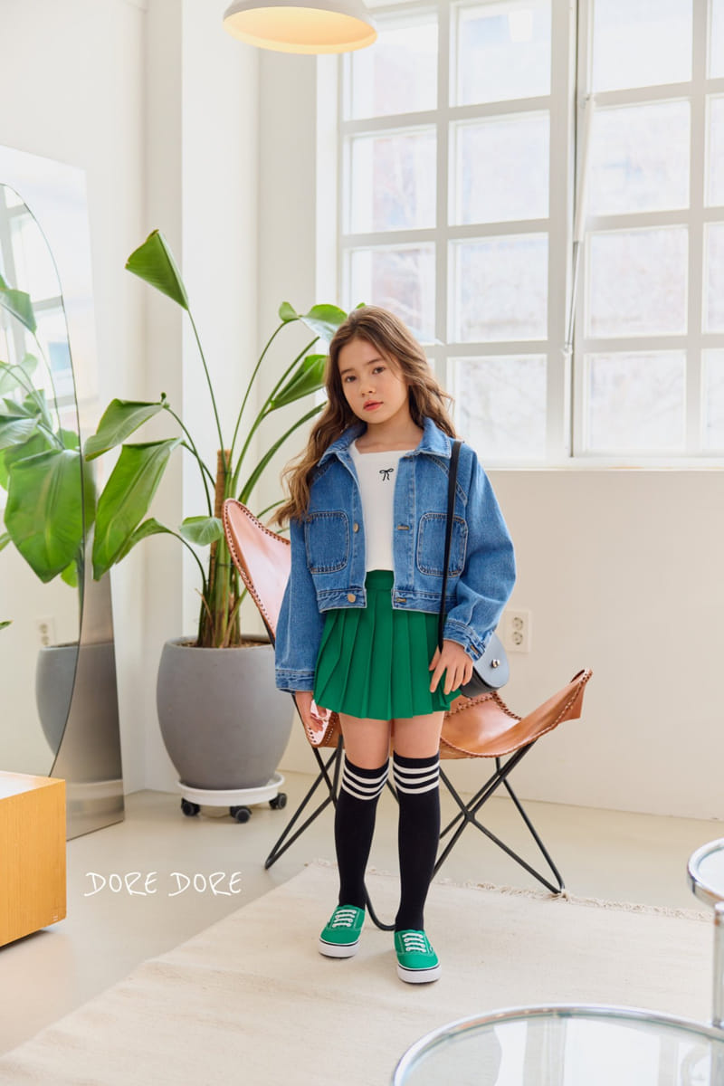 Dore Dore - Korean Children Fashion - #kidsshorts - Raglan Denim Crop Jacket - 4