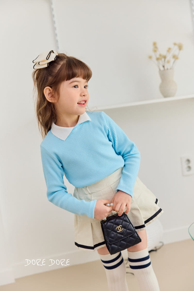 Dore Dore - Korean Children Fashion - #toddlerclothing - Collar Rib Tee - 4