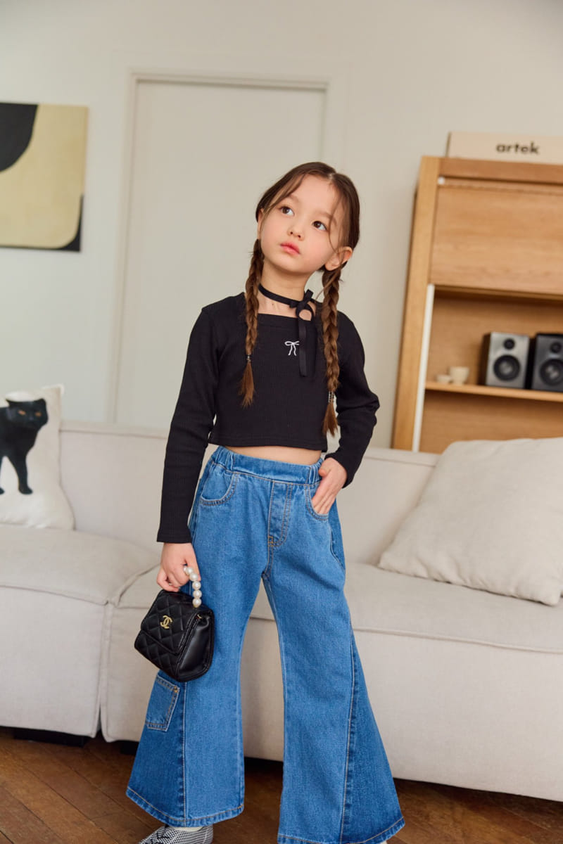 Dore Dore - Korean Children Fashion - #stylishchildhood - Ribbon Square Crop Tee - 3