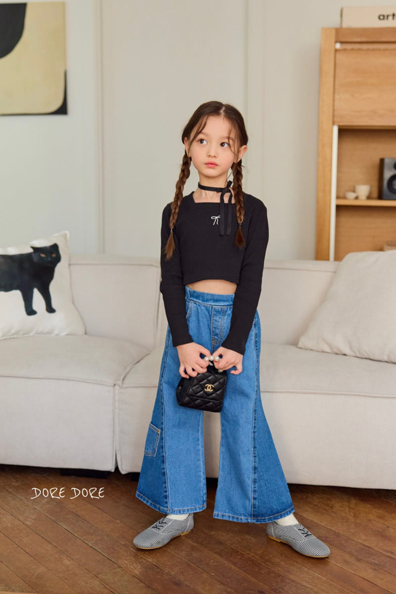Dore Dore - Korean Children Fashion - #todddlerfashion - Ribbon Square Crop Tee