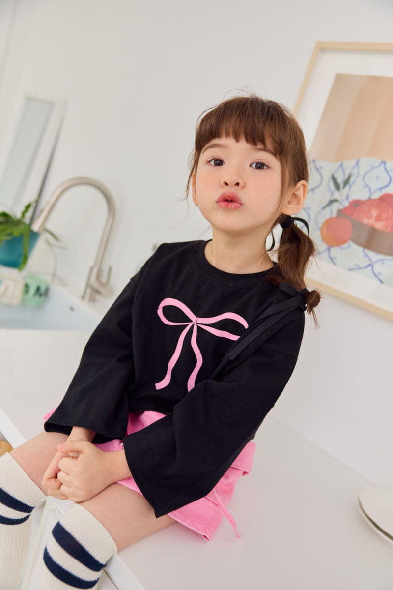 Dore Dore - Korean Children Fashion - #todddlerfashion - Ribbon Crop Tee - 4