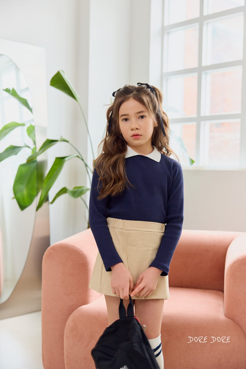Dore Dore - Korean Children Fashion - #toddlerclothing - Collar Rib Tee - 3