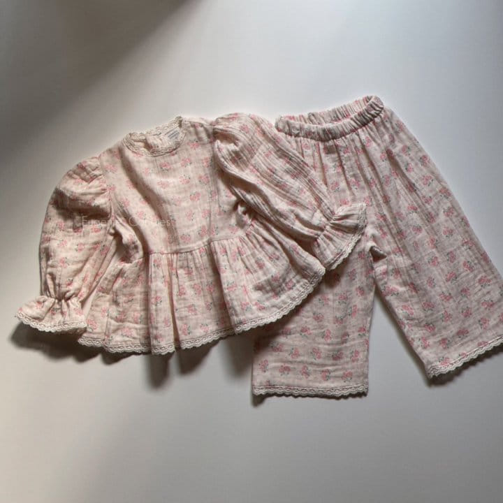 Eugenie Candies - Korean Children Fashion - #designkidswear - Pink Rose Top Bottom Set - 5