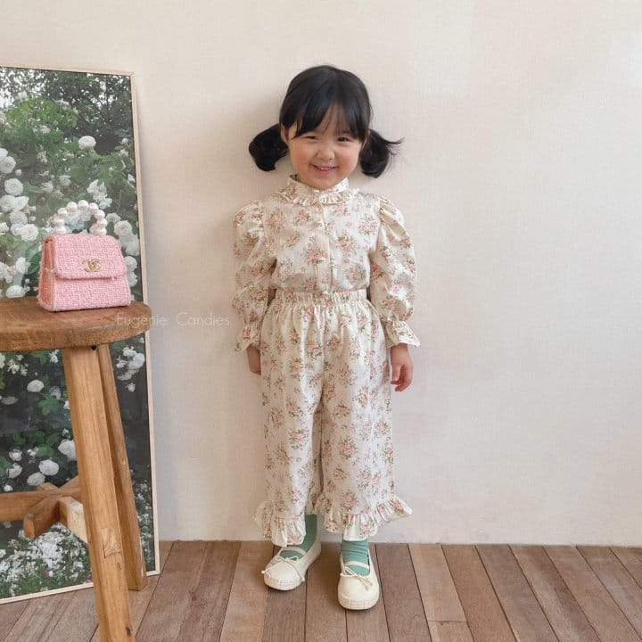 Eugenie Candies - Korean Children Fashion - #kidsshorts - Peach Rose Top Bottom Set - 9