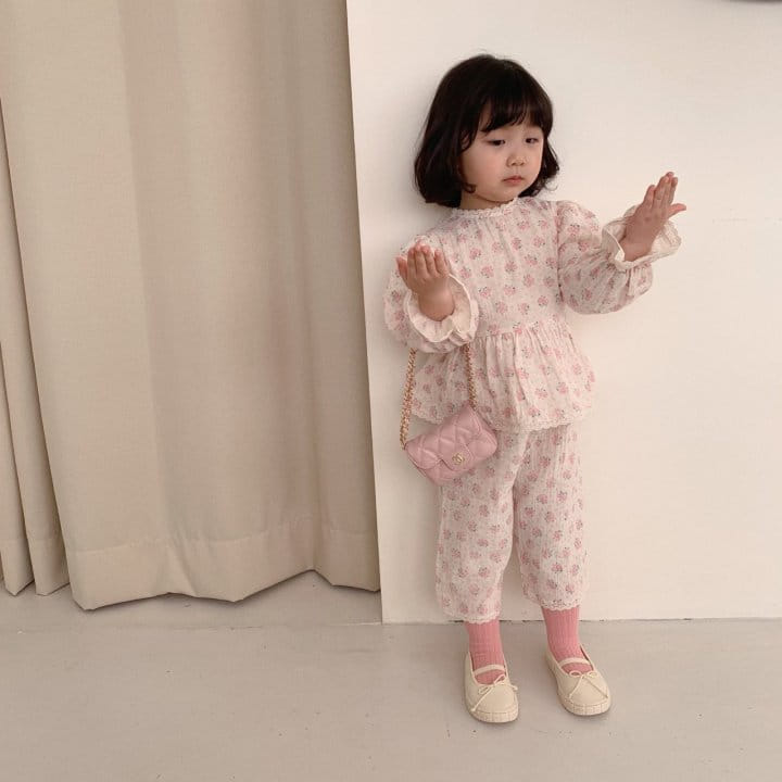 Eugenie Candies - Korean Children Fashion - #stylishchildhood - Pink Rose Top Bottom Set - 2