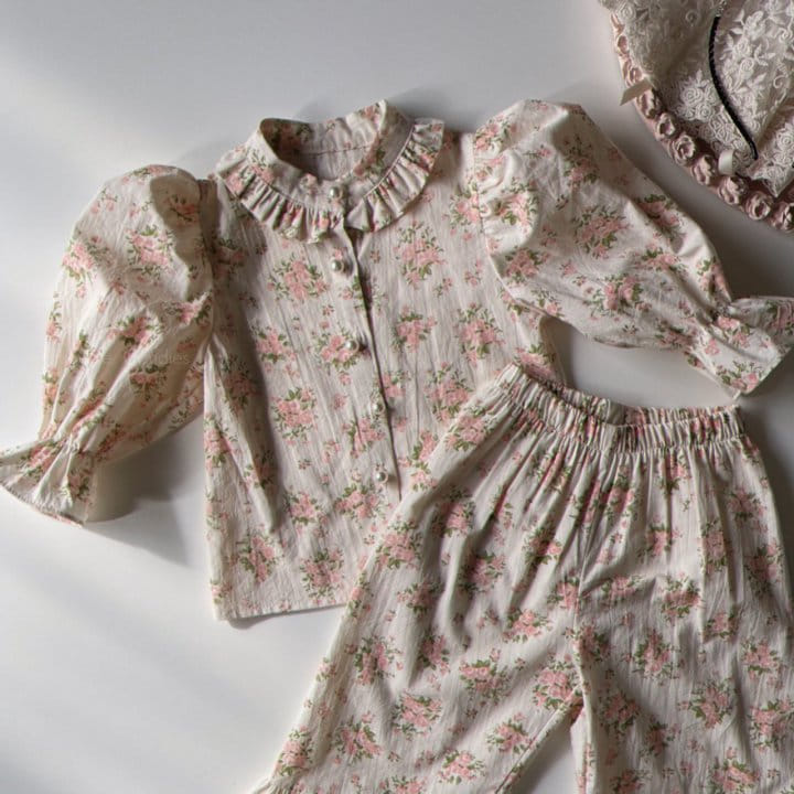 Eugenie Candies - Korean Children Fashion - #toddlerclothing - Peach Rose Top Bottom Set - 2