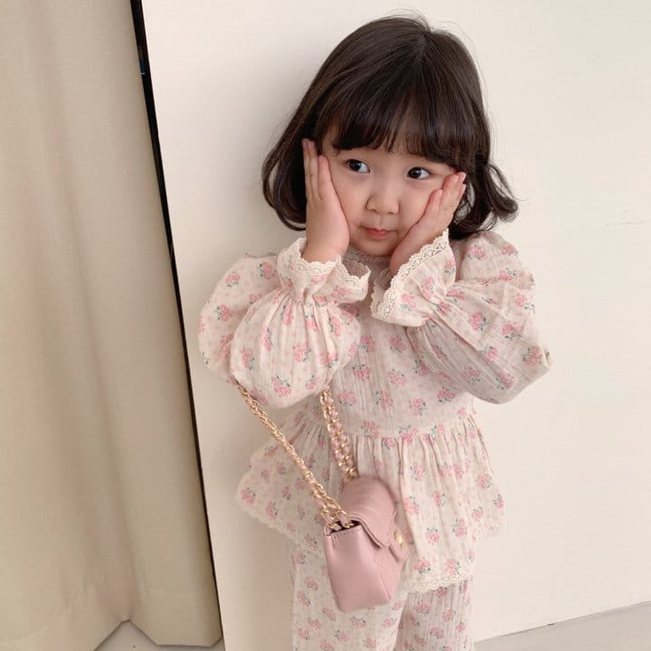 Eugenie Candies - Korean Children Fashion - #toddlerclothing - Pink Rose Top Bottom Set
