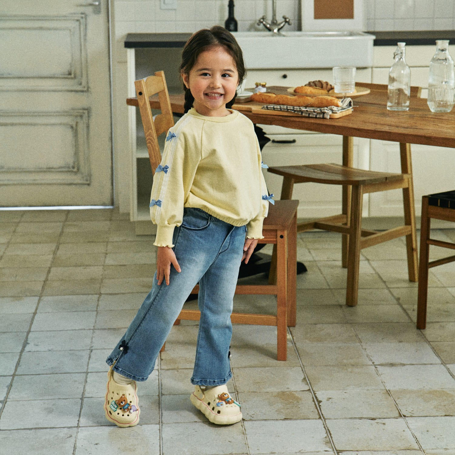 Firstblue - Korean Children Fashion - #kidzfashiontrend - Ribbon Tape Sweatshirt - 2