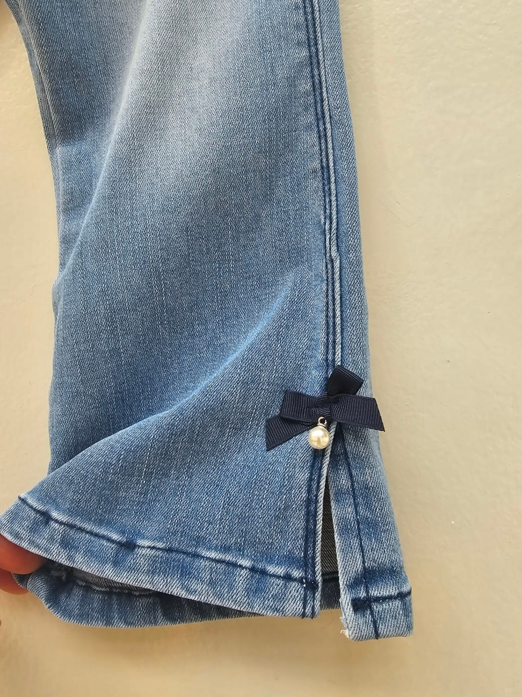 Firstblue - Korean Children Fashion - #littlefashionista - Ribbon Boots Cut Jeans - 3