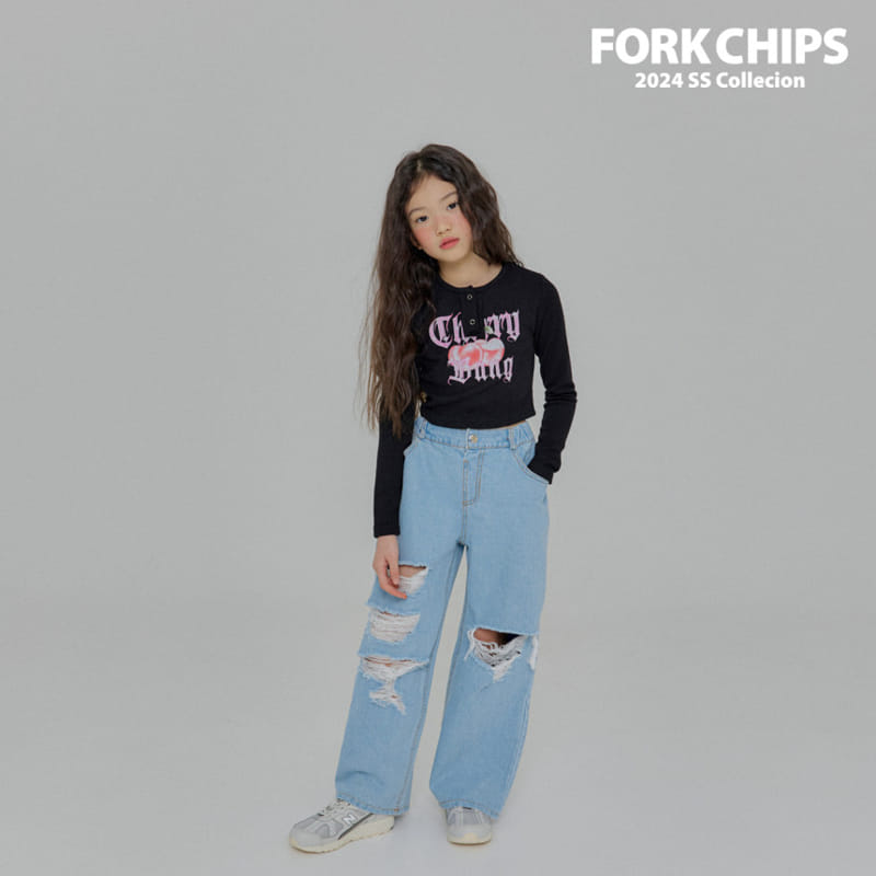Fork Chips - Korean Children Fashion - #designkidswear - Cherry Bang Crop Tee - 5