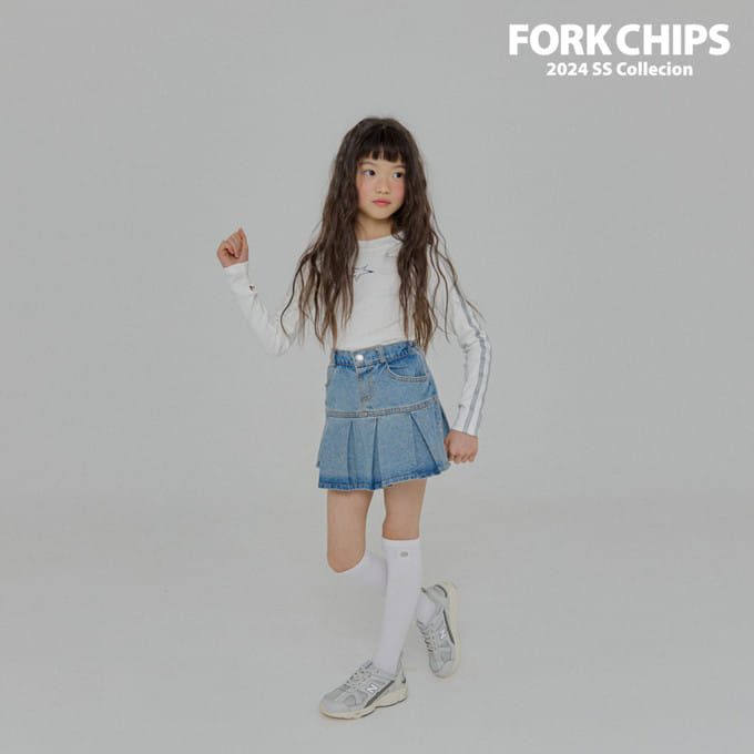 Fork Chips - Korean Children Fashion - #discoveringself - Holic Denim Skirt