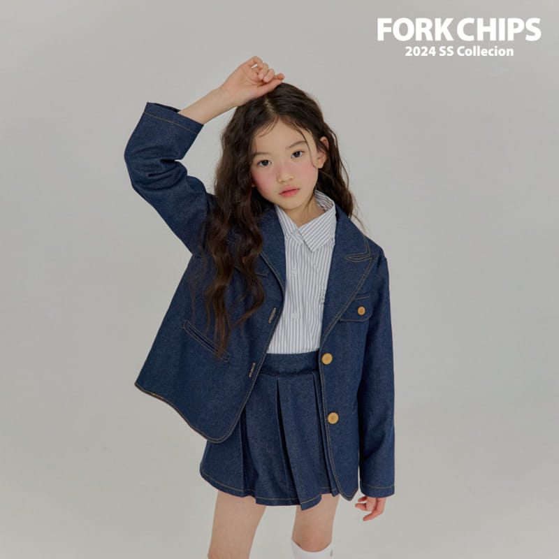 Fork Chips - Korean Children Fashion - #discoveringself - Sander Denim Jacket - 5