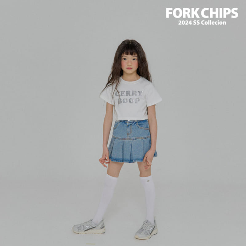 Fork Chips - Korean Children Fashion - #fashionkids - Holic Denim Skirt - 2
