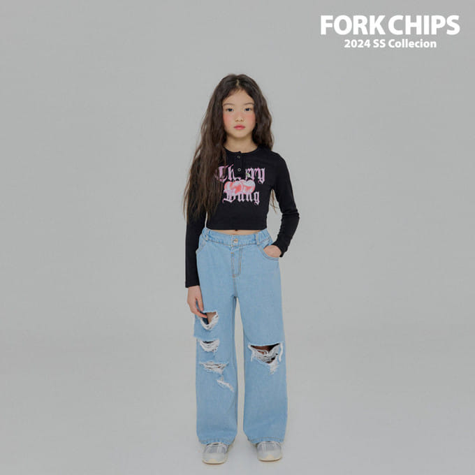 Fork Chips - Korean Children Fashion - #fashionkids - Maxy Tear Jeans